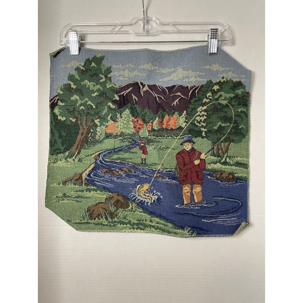 Olde Greensborough Craft Company Jacquard Loomed Tapestry Panel Fly Fishing
